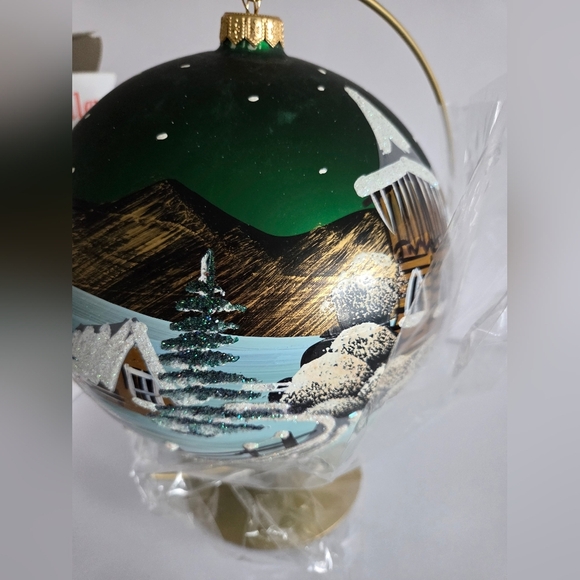 New Polish Galery Winter Scene Christmas Ball Glass Ornament Hand Painted - Picture 3 of 7